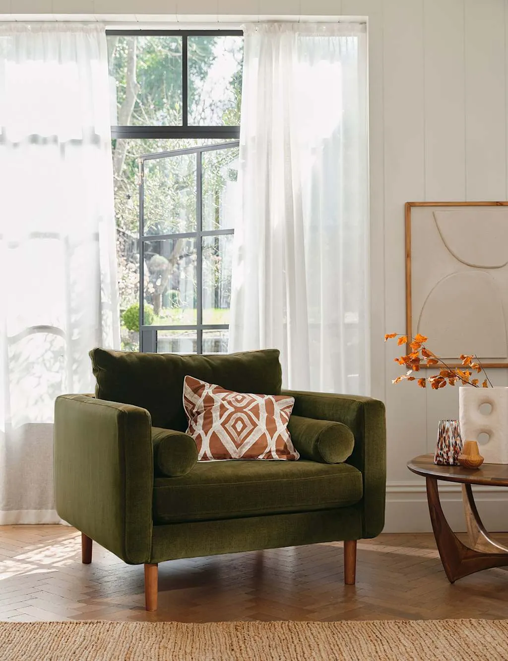 BARKER AND STONEHOUSE Moore Chenille Snuggle Chair Dark Green