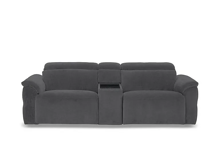 Dolomite 3 Seater Fabric Power Recliner Sofa with Power Headrests and Console - Manhattan Charcoal