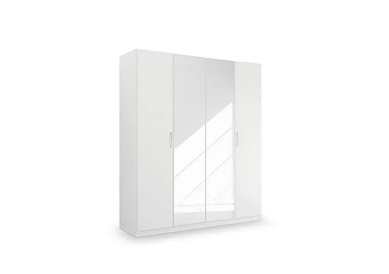 Impulse 181cm 4 Door Décor Hinged Wardrobe with 2 Mirror Doors - Alpine White