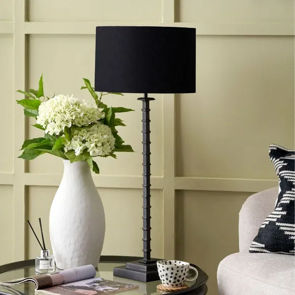 Pacific Lifestyle Everett Ribbed Metal Stick Table Lamp Base with Lino Linen Shade