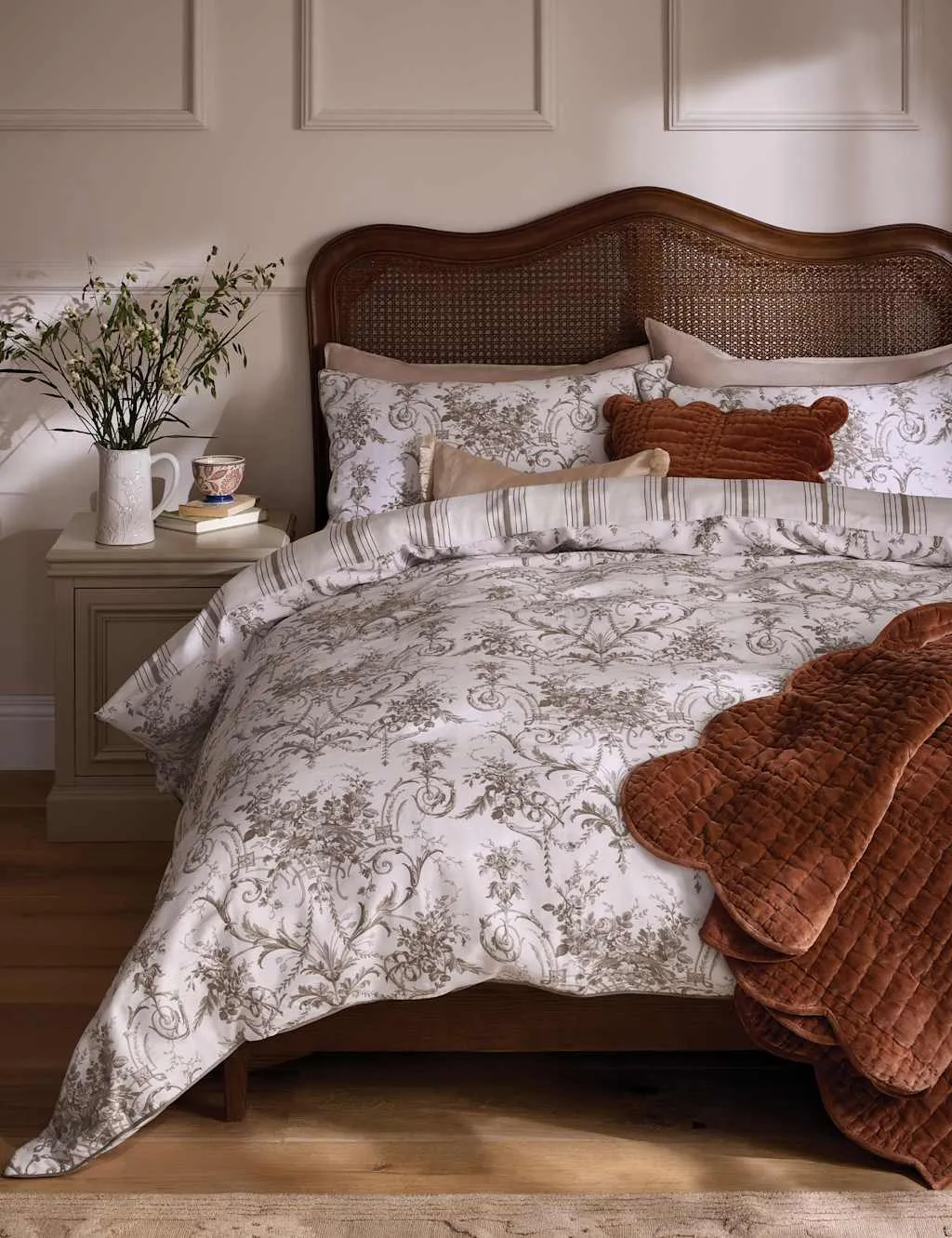 Laura Ashley Pure Cotton Tuileries Bedding Set Brown Mix