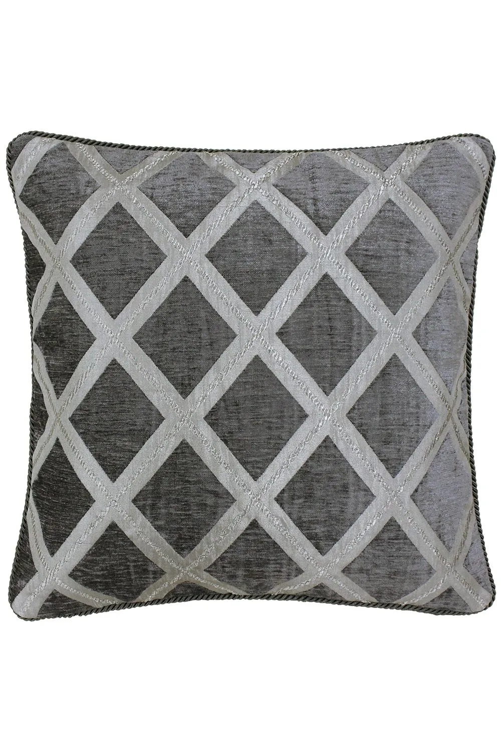 Paoletti Hermes Chenille Braid Edged Cushion in Dark Grey