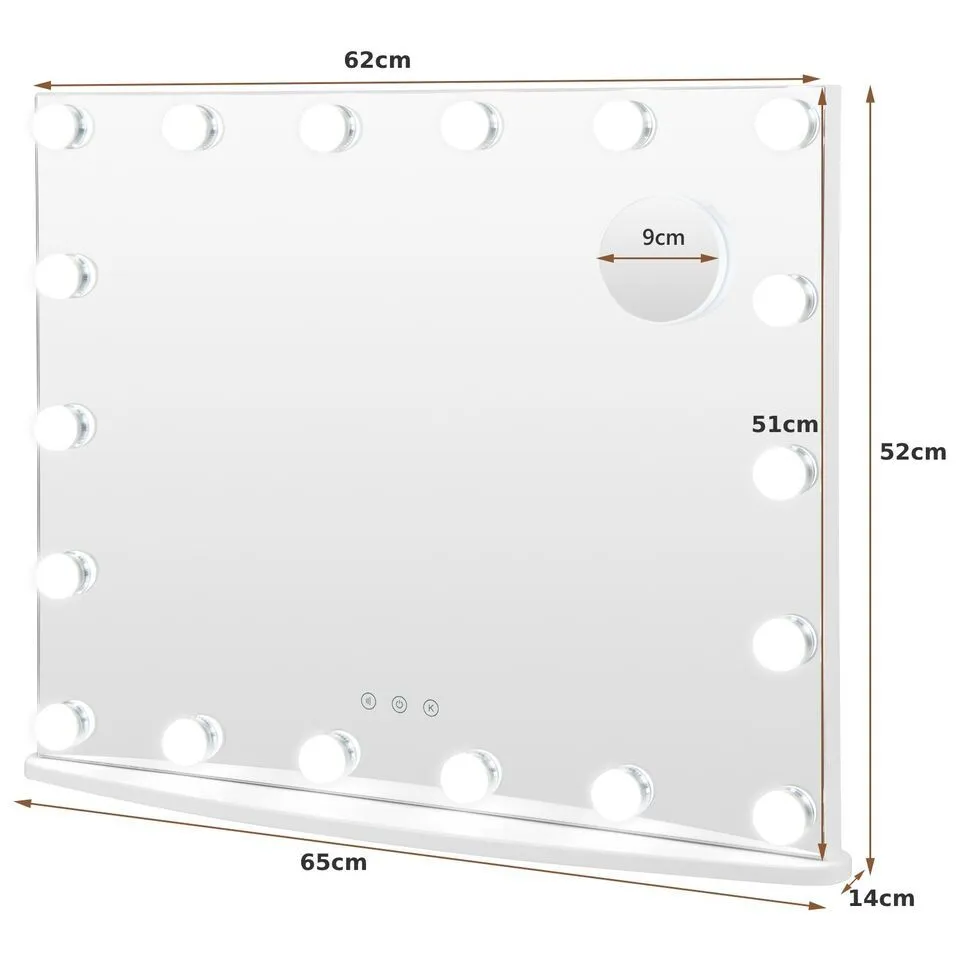 Costway 2 in 1 Tabletop&Wall Mounted Makeup Mirror Vanity Mirror w/18 LED Lights in White 2