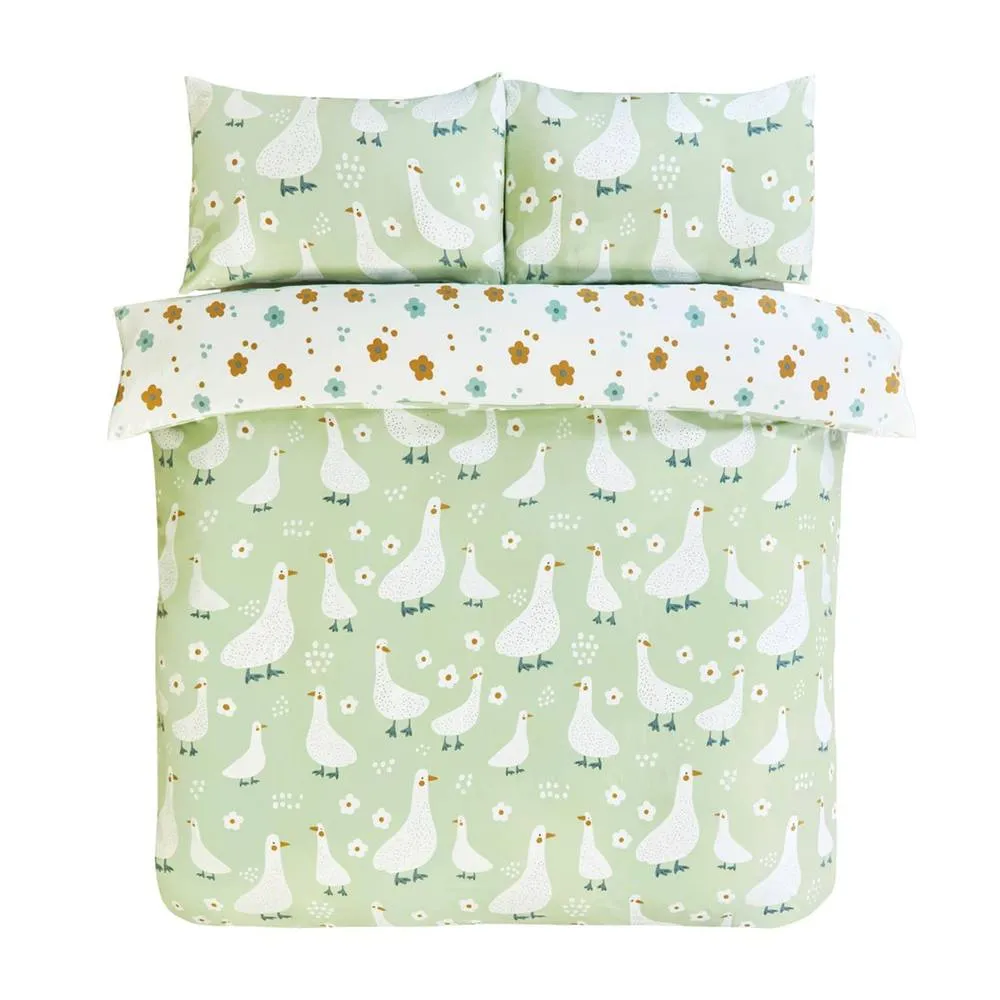 Rapport Home Jemima Duck Microfibre Duvet Cover Set with Pillowcase in Green 3