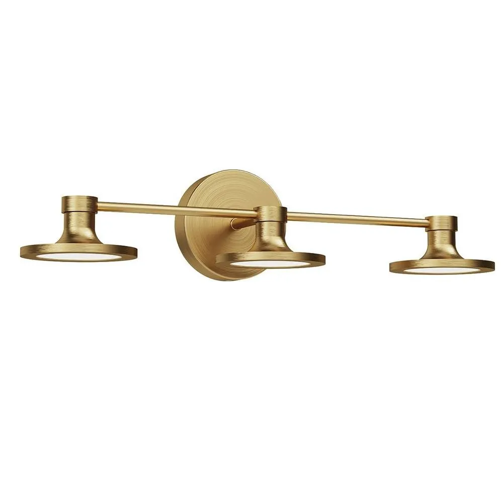 Netlighting Issa 3 Light Integrated LED Wall Light Brushed Gold 3000K IP44