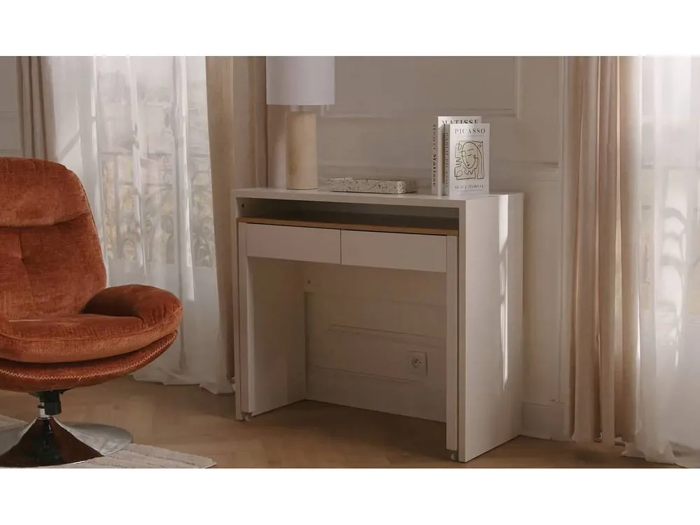 Vente-unique Extendable Console Desk With 2 Drawers - Black & Natural - LOAVIA 4