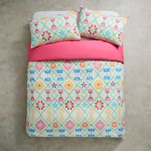 Yinka Ilori Net Floral 100% Cotton Duvet Cover & Pillowcase Set 1