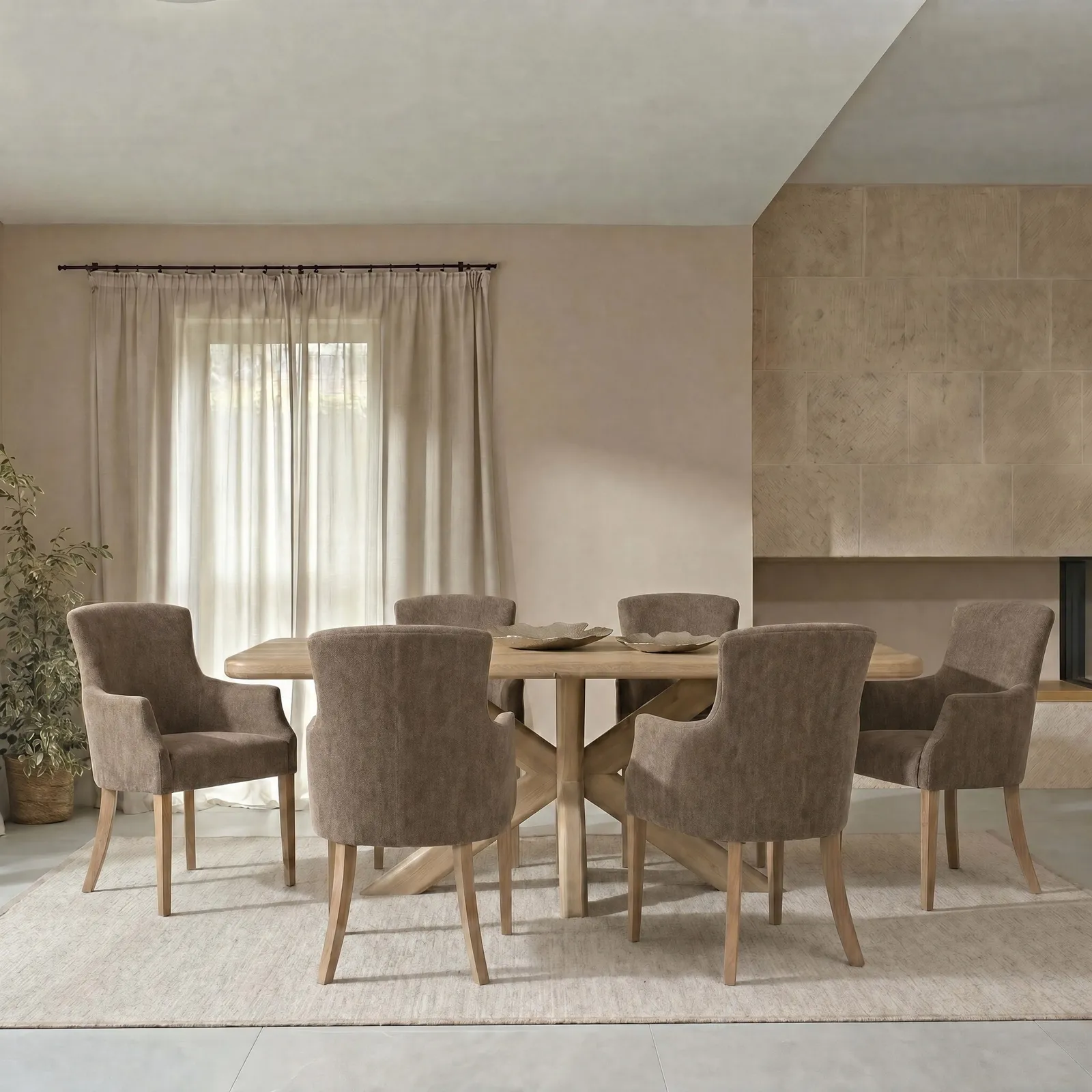 Lockwood Dining Armchair, Neutral Fabric | Barker & Stonehouse 2