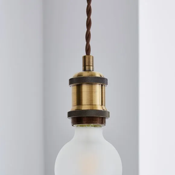 Return - Charlie Industrial Adjustable Pendant Flex Ceiling Light Cable Antique Brass 2