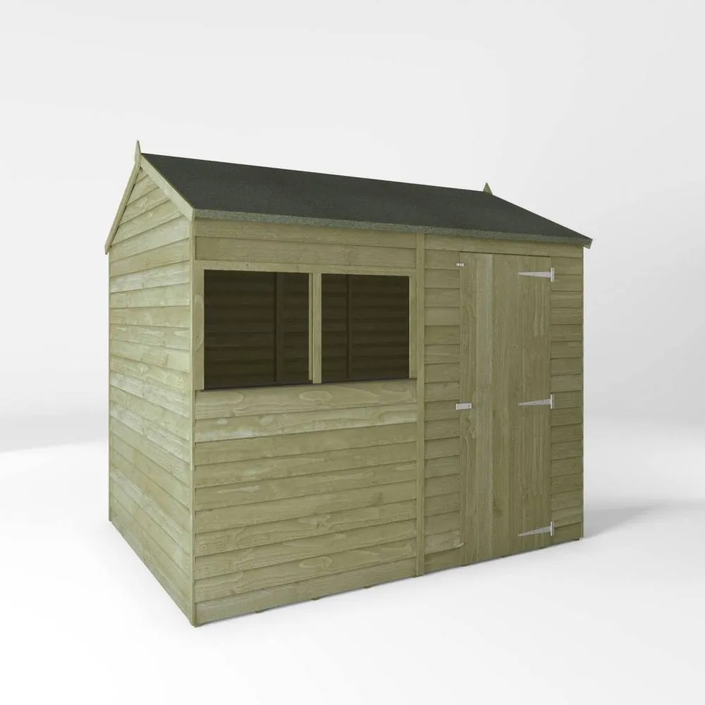 Mercia 8 x 6 Feet Overlap Reverse Apex Shed - L190.5 x W241.4 x H221.8 cm in Brown