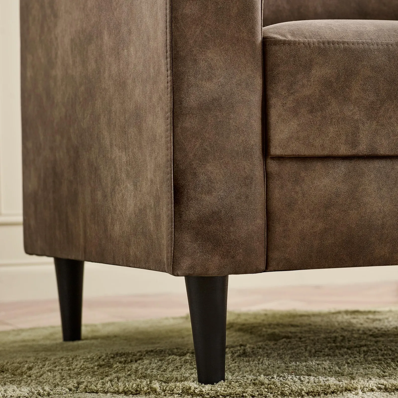 FurnitureboxUK Logan Brown Faux Leather 2 Seater Sofa 6